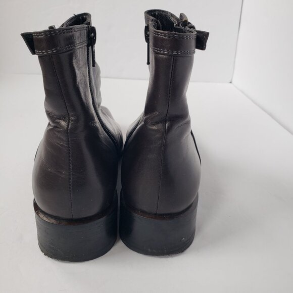 Sante Borella Italian Leather Block Heel Brown Chelsea Ankle Boots - Picture 6 of 12